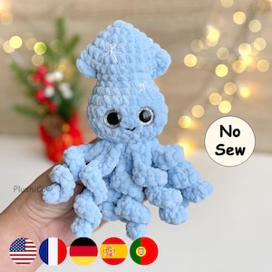 Squid CROCHET PATTERN, No Sew Amigurumi, baby Octopus Small plushie, Quick Easy Pattern for Beginners, Market Preps