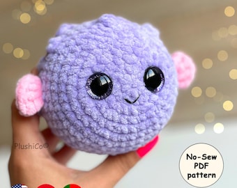 Puffer Fish Crochet PATTERN, No-Sew Amigurumi Plushie, Easy Blowfish PDF