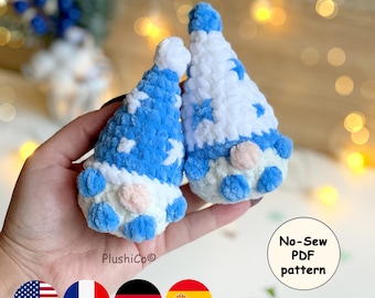 Gnome Crochet Pattern, Christmas/Winter No-Sew Amigurumi Ornament PDF, Quick & Easy Market Makes