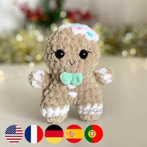 Gingerbread Man CROCHET PATTERN, Christmas Amigurumi Small Ornament