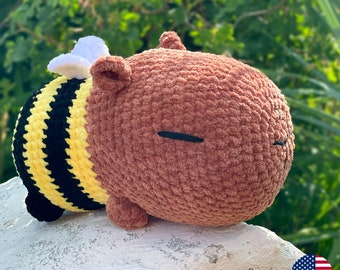 Capybara CROCHET PATTERN, Amigurumi Bumblebee Plushie, Large Bee