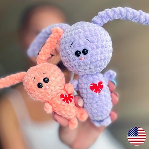 Crochet Bunny PATTERN 2in1, Easter Amigurumi Rabbit, Pocket Plush Tiny Toy, Mothers Day Gift, Mom to be Gift Basket