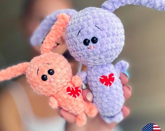 Crochet Bunny PATTERN 2in1, Easter Amigurumi Rabbit, Pocket Plush Tiny Toy, Mothers Day Gift, Mom to be Gift Basket