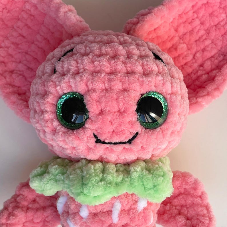 Bat CROCHET PATTERN, Fruit Amigurumi Plushie, Strawberry Pink Bat, Easy Fall/Halloween Pattern for Beginners image 6