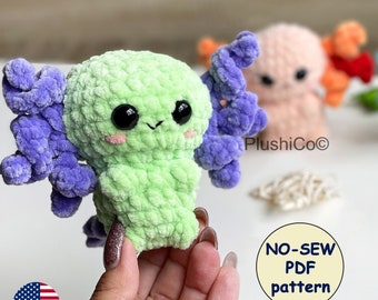 Axolotl Crochet Pattern, No Sew Easy Amigurumi Plush Toy (PDF Beginner Tutorial)