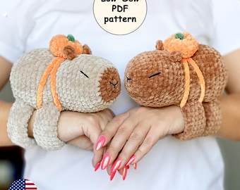 Capybara CROCHET PATTERN, Low Sew Amigurumi Plushie, Slap Bracelet Capybara Fidget toy