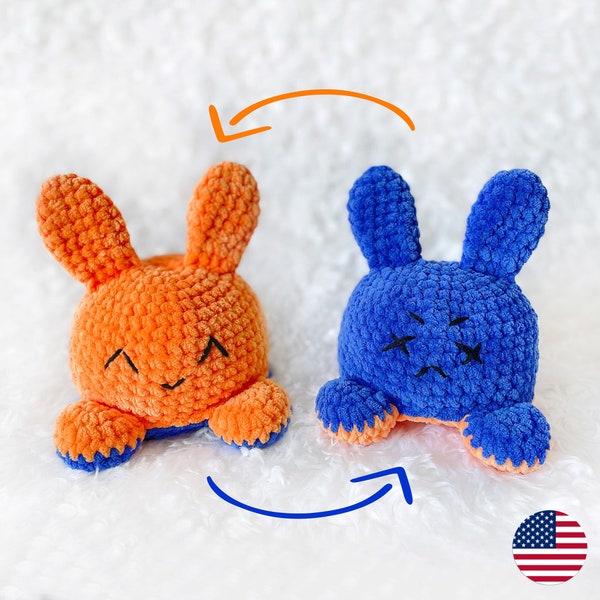 Reversible Kaninchen Häkelmuster, Osterhase Plüschtier, Amigurumi doppelseitiges Baby-Stimmungs-Spielzeug