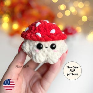 Mushroom Guy Crochet PATTERN, No Sew Amanita Amigurumi, Tiny Mini Fall Plushie, Easy Beginner PDF