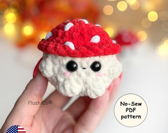 Mushroom Crochet PATTERN, No Sew Amanita Amigurumi, Tiny Mini Fall Plushie, Easy Beginner PDF