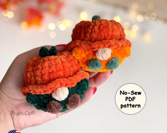 Pumpkin Gnome Crochet Pattern, No Sew Small Amigurumi, Mini Fall Plushie