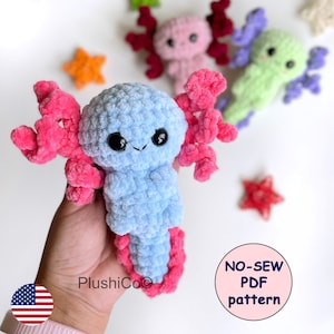 Axolotl CROCHET PATTERN, No Sew Amigurumi Plushie, Kawaii Sea Creature, Stuffed Plush Animal Baby Toy, Easy Beginner PDF, Instant Download