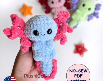 Axolotl CROCHET PATTERN, No Sew Amigurumi, Cute & Easy Plush Sea Creature