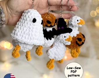Goose Keychain Halloween Crochet Pattern PDF, Silly Just a Spooky Goose Low Sew Amigurumi, Bird Plushie, Beginner Friendly