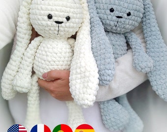 Patron du Lapin en crochet, Lapin de Pâques Extra Large, Peluche Amigurumi Jouet pour Bébé