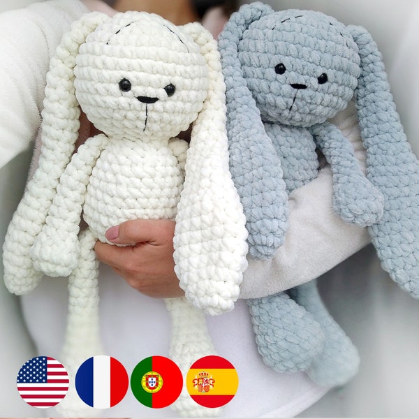 Bunny CROCHET PATTERN, Large Easter Rabbit, Chunky Plush Amigurumi, Beginner-Friendly Easy Pattern