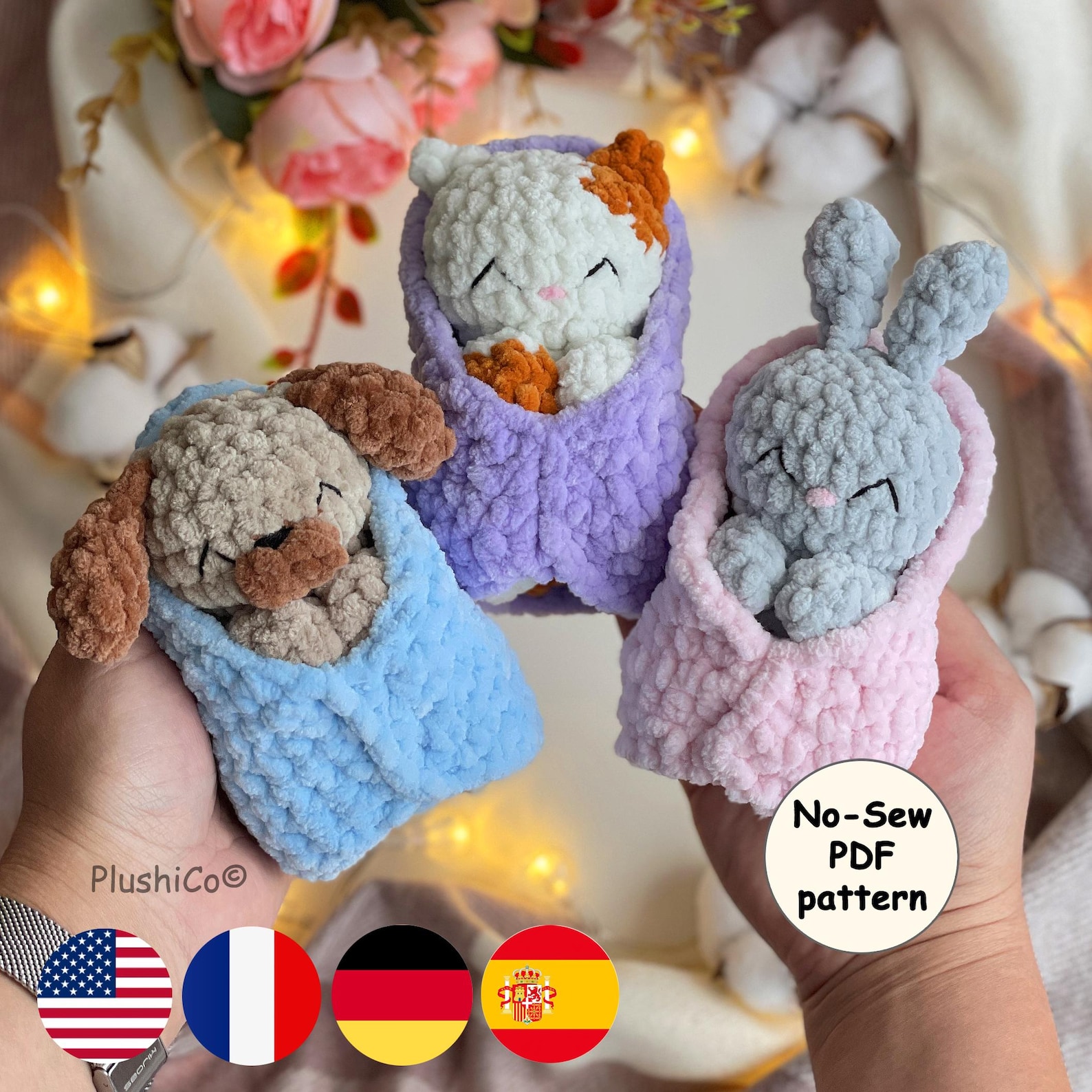 Amigurumi Crochet Pattern Set | No-Sew Animal PDF Download