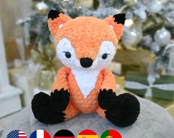 Fox Crochet PATTERN, Amigurumi Woodland Animals, Stuffed Plush Toy, Chunky yarn PDF, Nursery Decor Plushie, Baby Shower Handmade Gift Idea