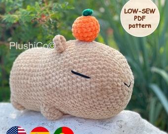 MOTIF AU CROCHET Capybara, doudou amigurumi cochon d'Inde, hamster kawaii, mignon peluche, peluche pour bébé