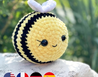 Bee Crochet PATTERN, Amigurumi Bumblebee Plushie, Cute Spring Insect, Plush Baby Toy, Chunky Yarn PDF, Cuddly Striped Creature,Large Squishy