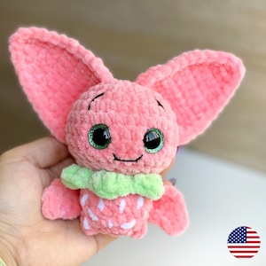 Strawberry Bat CROCHET PATTERN, Fruit Amigurumi Plushie, Cute Kawaii Plush Baby Toy, Summer Gifts, Easy Fall/Halloween Pattern for Beginners