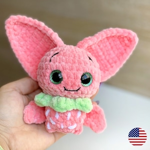 Strawberry Bat CROCHET PATTERN, Halloween Amigurumi Plushie, Cute Kawaii Plush Baby Toy, Holiday Gifts, Easy Fall Pattern for Beginners