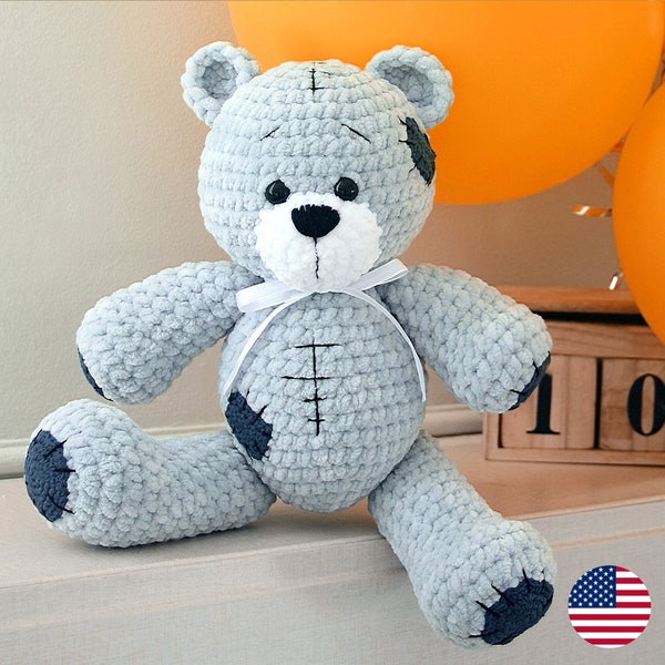Teddy Bear CROCHET PATTERN, Amigurumi Classic Bear, Plush Stuffed Animal Baby Toy