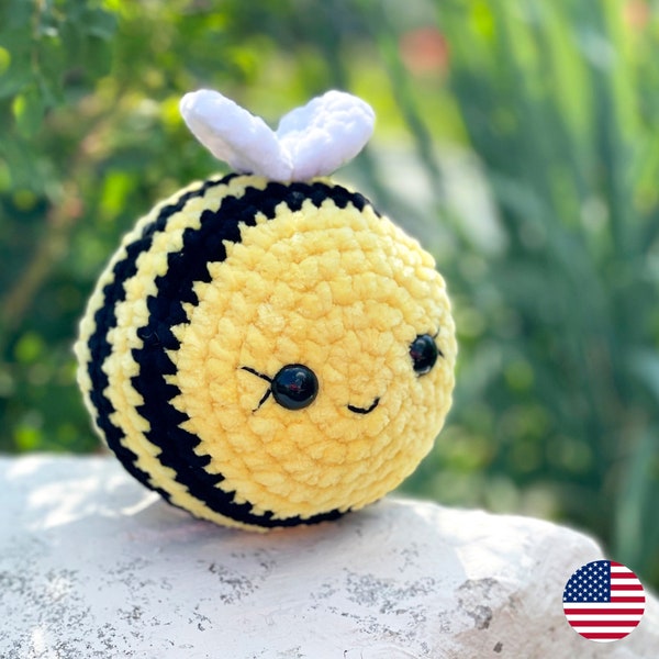 Crochet Bee PATTERN, Amigurumi Bumblebee Plushie, Large Kawaii Insect, Cute Stuffed Animal, Plush Baby Toy