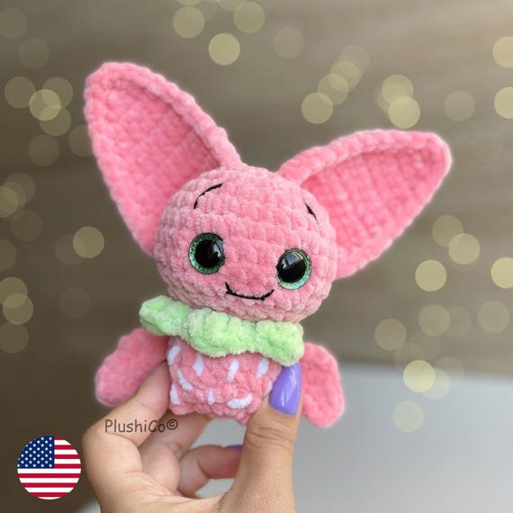 Bat CROCHET PATTERN, Fruit Amigurumi Plushie, Strawberry Pink Bat, Easy Fall/Halloween Pattern for Beginners