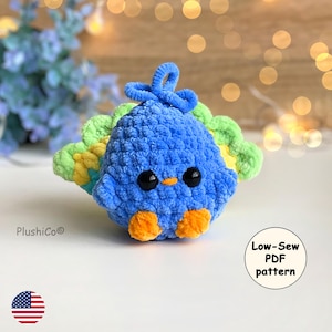 Peacock CROCHET PATTERN, Low Sew Amigurumi mini Bird, Cute Easy Plushie