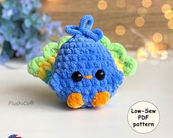 Peacock CROCHET PATTERN, Low Sew Amigurumi mini Bird, Cute Easy Plushie