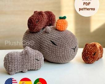 Capybara 2in1 CROCHET PATTERNS, No-Sew Amigurumi Plushies, Easy Crochet PDF Hamster tutorial, Kawaii Guinea Pig, Cute Stuffed Animal Toy