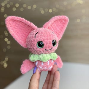Bat CROCHET PATTERN, Fruit Amigurumi Plushie, Strawberry Pink Bat, Easy Fall/Halloween Pattern for Beginners image 2
