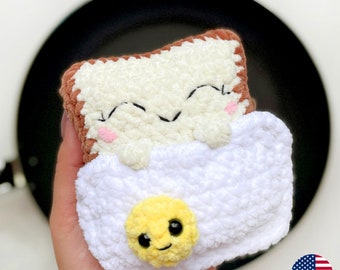 Toast with Egg Crochet PATTERN, Easy Crochet Amigurumi, Funny Crochet Plush Play Food