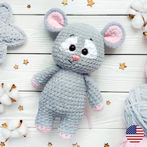 Mouse CROCHET PATTERN PDF, Amigurumi Plushie, Kawaii Creature, Plush Rat Stuffed Animal, Cute Baby Toy image 1