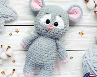 Souris CROCHET PATTERN PDF, Amigurumi Plushie, Kawaii Creature, Peluche Rat Stuffed Animal, Cute Baby Toy