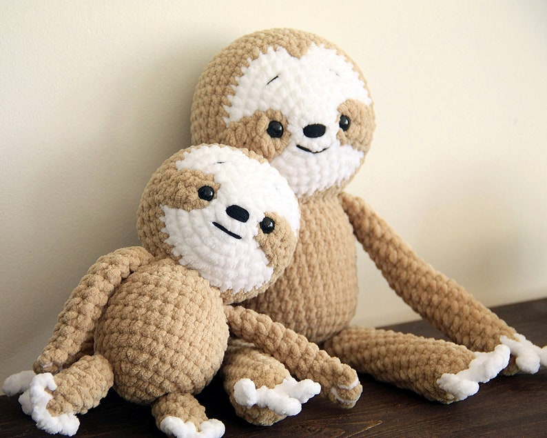 Sloth CROCHET PATTERN, Amigurumi Toy Instructions, Crochet Animal DIY, Handmade Sloth Pattern, Mom Baby Plushie, Cute Stuffed Animal Plush zdjęcie 5