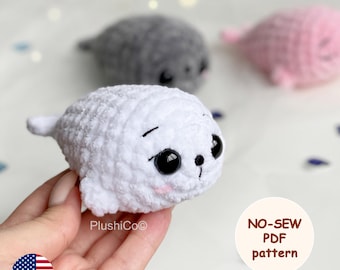 Baby Seal CROCHET PATTERN No Sew, Quick to make Amigurumi Plushie