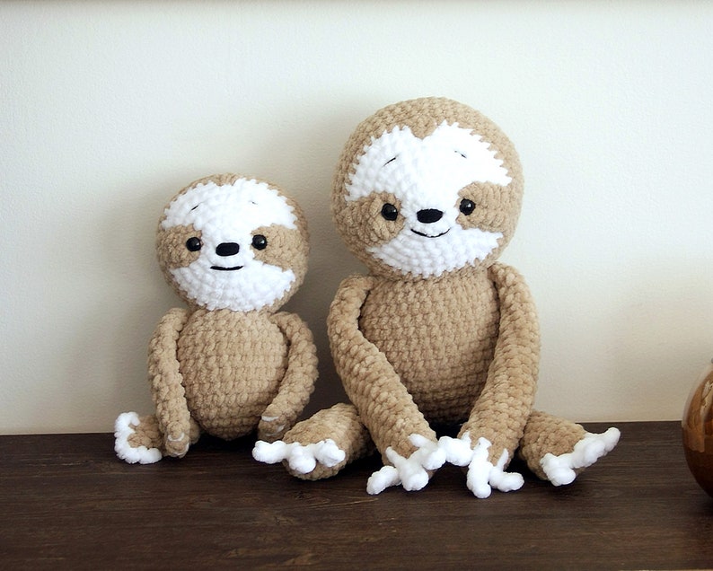 Sloth CROCHET PATTERN, Amigurumi Toy Instructions, Crochet Animal DIY, Handmade Sloth Pattern, Mom Baby Plushie, Cute Stuffed Animal Plush zdjęcie 3