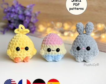 Easter Crochet PATTERN Bundle: Bunny, Chick, Reusable Easter Eggs, Spring Tiny Amigurumi Plushies, Pocket Buddies, Easter Basket Baby Gifts