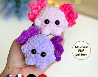 Axolotl Crochet Pattern, No-Sew Amigurumi