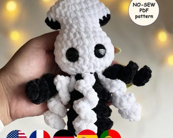 Calamar esqueleto PATRÓN CROCHET, Amigurumi de otoño sin coser, Peluche de Halloween, Espeluznante Pulpo de Peluche Criatura Marina
