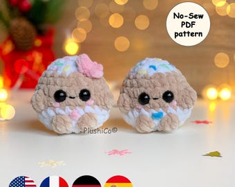 Gingerbread Man CROCHET PATTERN, Christmas No Sew Amigurumi Small Ornament, Mini Cookie babies