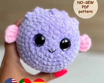 NO SEW Puffer Fish Crochet PATTERN, Amigurumi Plushie, Kawaii Cute Sea Creature, River Stuffed Animal, Plush Baby Toy