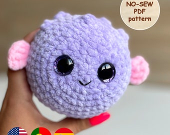 Fish Crochet PATTERN, No-Sew Puffer Fish Amigurumi Plushie, Cute Sea Creature, Plush Baby Toy, Kawaii Blowfish, Easy Beginner-Friendly PDF