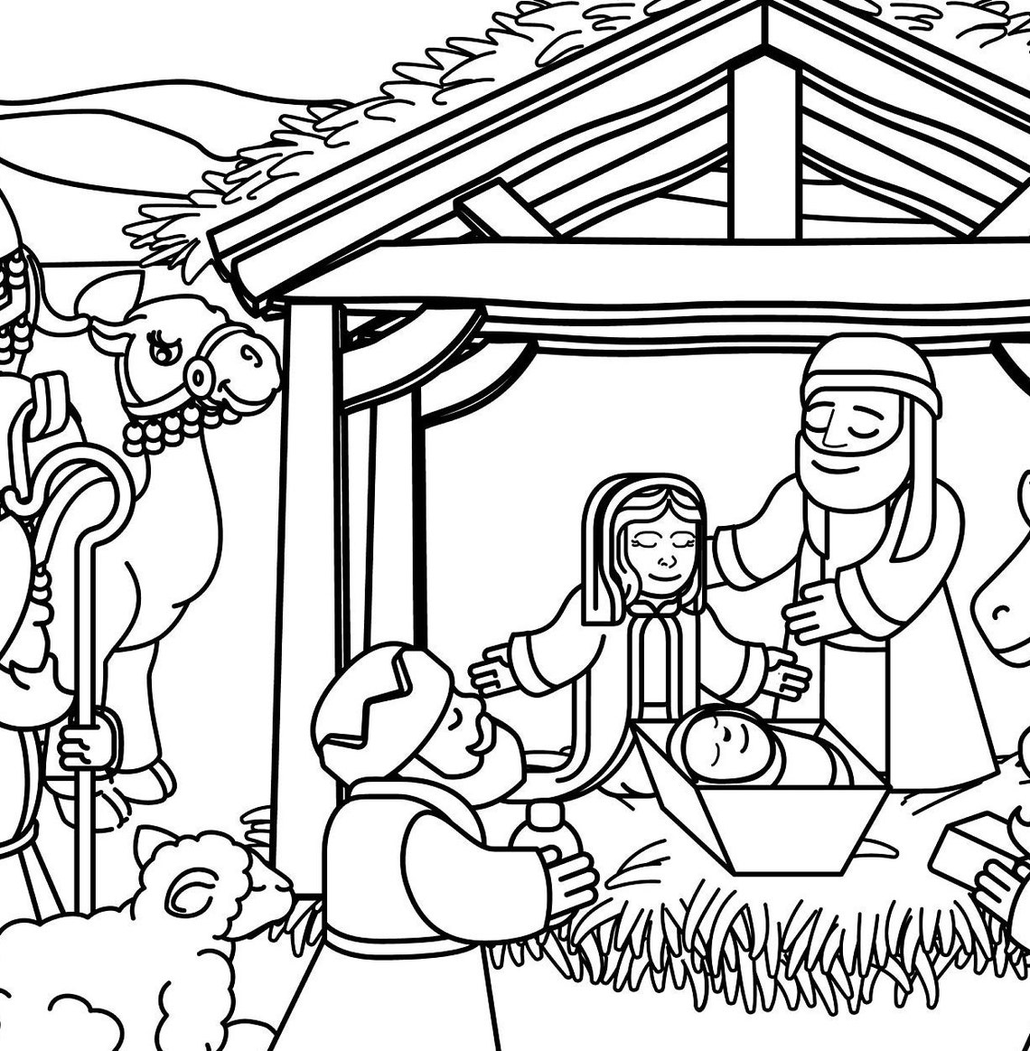 Set of Two Coloring Pages Nativity Coloring Pages for Kinds Etsy