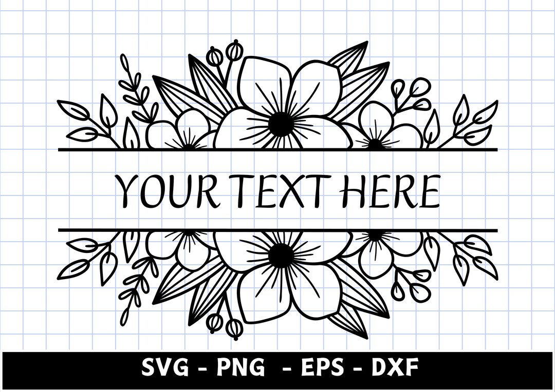 Floral Border Svg, Floral Frame Svg, Flower Border Svg, Split Monogram