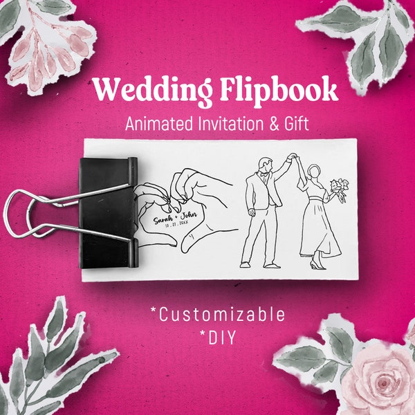 Personalisiertes Flipbook, benutzerdefinierte Hochzeitsankündigungs-Vorlagenkit, animierter Überraschungsvorschlag, Paar-DIY-Jubiläum-Verlobungsgeschenk