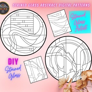 Stained Glass Abstract Digital Patterns l Digitally Hand-Drawn l Digital Download l Stain Glass Artist l Handmade Glass Art l Home Decor Art