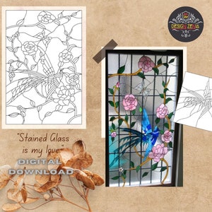 Bird of Paradise Stained Glass l Digitally Hand-Drawn l Stained Glass Patterns l Stained Glass Art l DIY l Digital Download l Window Decor