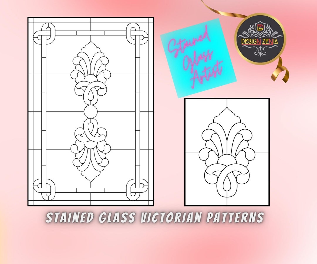 Victorian Stained Glass Patterns L Digitally Handdrawn L Etsy